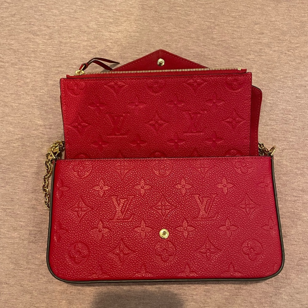 Louis Vuitton Félicie Pochette Monogram Leather Scarlett Red